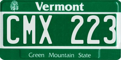 VT license plate CMX223