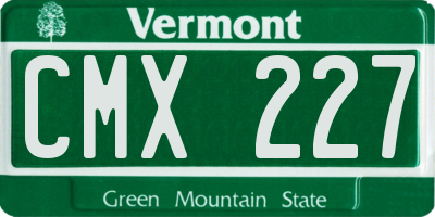 VT license plate CMX227