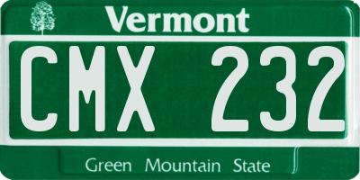 VT license plate CMX232