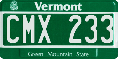 VT license plate CMX233
