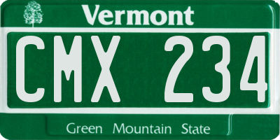 VT license plate CMX234