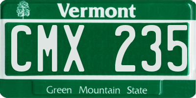 VT license plate CMX235