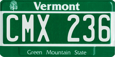 VT license plate CMX236