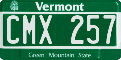 VT license plate CMX257