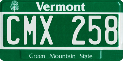 VT license plate CMX258