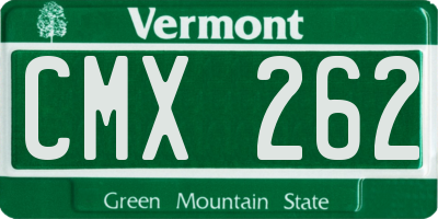 VT license plate CMX262
