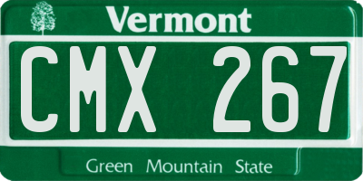 VT license plate CMX267