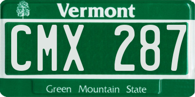 VT license plate CMX287
