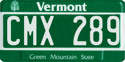 VT license plate CMX289