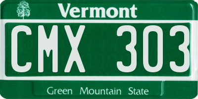 VT license plate CMX303