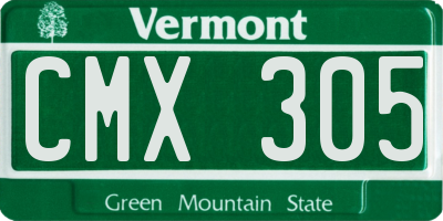VT license plate CMX305