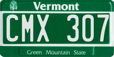 VT license plate CMX307