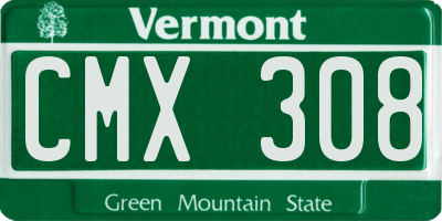 VT license plate CMX308