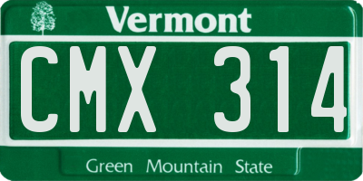 VT license plate CMX314