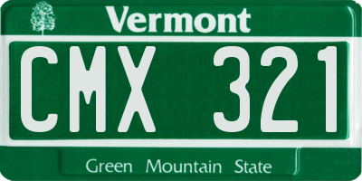 VT license plate CMX321