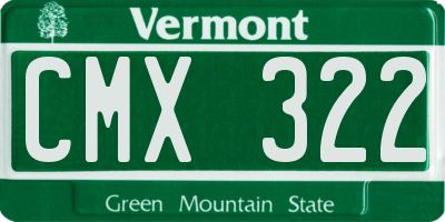 VT license plate CMX322