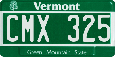 VT license plate CMX325