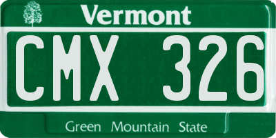 VT license plate CMX326