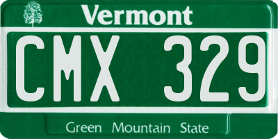 VT license plate CMX329