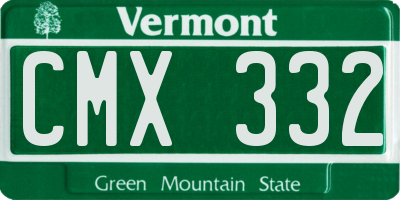 VT license plate CMX332