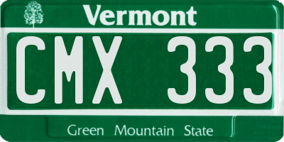 VT license plate CMX333