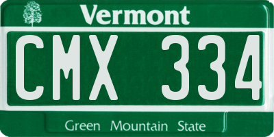 VT license plate CMX334