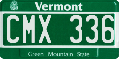 VT license plate CMX336