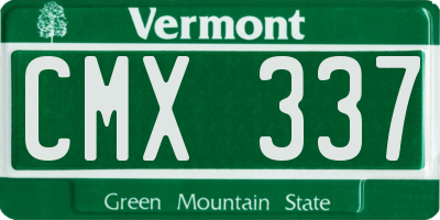 VT license plate CMX337