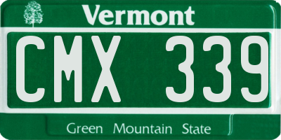 VT license plate CMX339