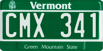 VT license plate CMX341
