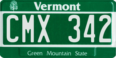 VT license plate CMX342