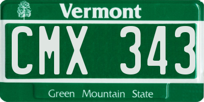 VT license plate CMX343