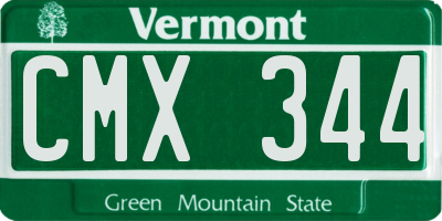 VT license plate CMX344