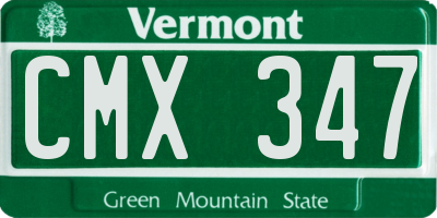 VT license plate CMX347