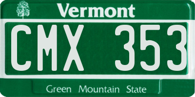 VT license plate CMX353