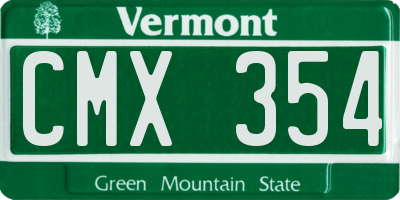 VT license plate CMX354