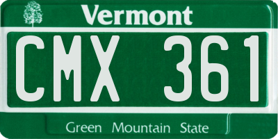 VT license plate CMX361