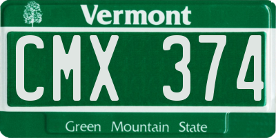 VT license plate CMX374