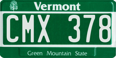 VT license plate CMX378