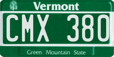 VT license plate CMX380