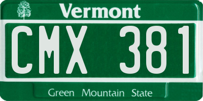 VT license plate CMX381