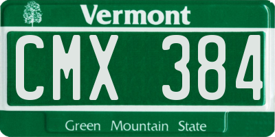 VT license plate CMX384