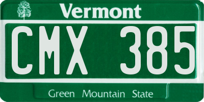 VT license plate CMX385