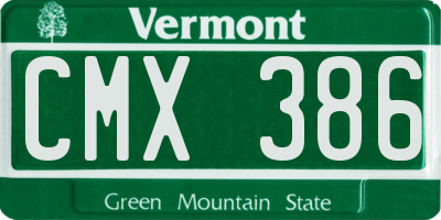 VT license plate CMX386