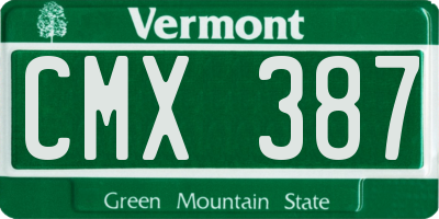 VT license plate CMX387