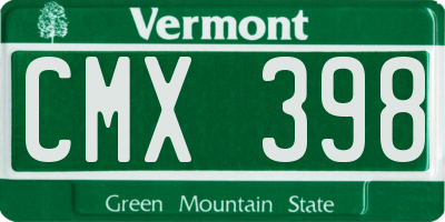 VT license plate CMX398