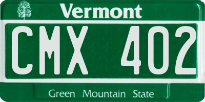 VT license plate CMX402
