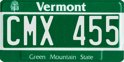 VT license plate CMX455