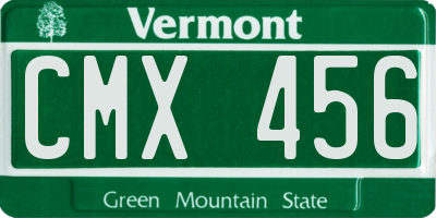 VT license plate CMX456