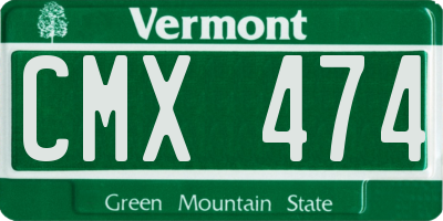 VT license plate CMX474